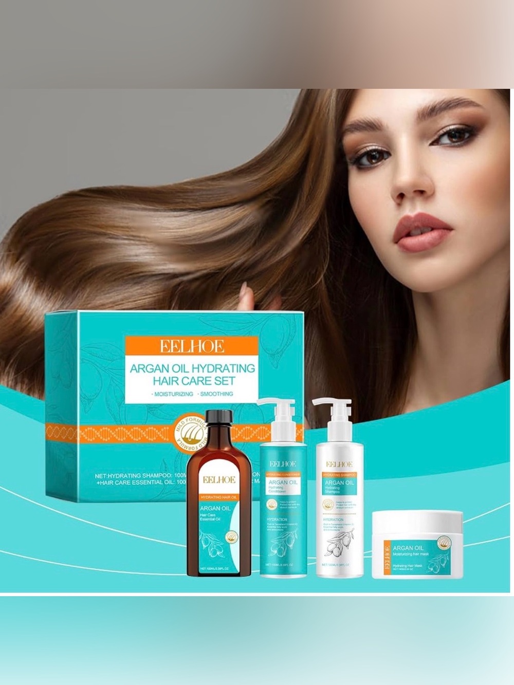 AMALIA Argan Oil Hair Care Set,Hydrating Shampoo,Conditioner Oil and Mask, Hydra